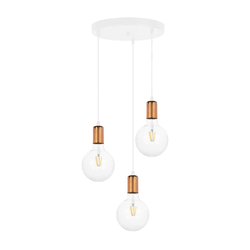 Luster na sajli MIROS 3xE27/60W/230V okrugli beli/bakreni