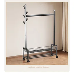Qiaonamei Stalak za odeću, 68cm, Crni
