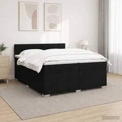 vidaXL Postelja boxspring z vzmetnico Črna 200 x 200 cm Blago