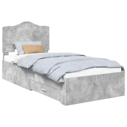 Vidaxl Konstrukcija postelje Betonsko siva 90 x 200 cm Konstruiran les