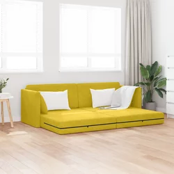 Podni kauč na razvlačenje Žuta 213 x 70 x 77 cm Baršun
