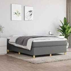 Vidaxl Box spring posteljni z vzmetnico temno siv 140x190 cm blago