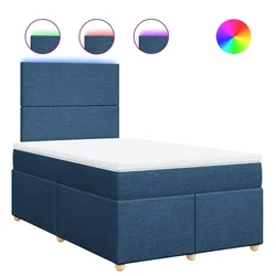 Vidaxl Box spring postelja z vzmetnico modra 120x190 cm blago
