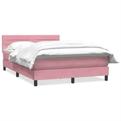 Vidaxl Box spring postelja z vzmetnico roza 160x210 cm žamet