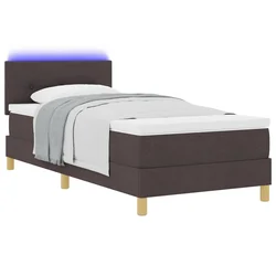 LED Box Spring Krevet Tamno smeđa 90 x 190 cm tkanina