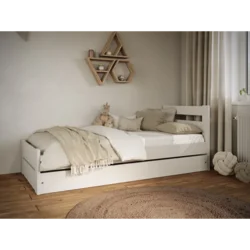 Drveni Dečiji Krevet Emil Sa Fiokom - Beli - 180X90 Cm