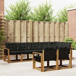 Set vanjskih sofa 8 kom. Prirodna i crna