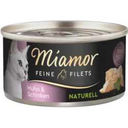 MIAMOR Vlažna hrana za mačke, Prirodni fileti piletina i šunka Feine Filets, 80g