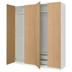 PAX / STORKLINTA Kombinacija garderobera, bela/im. hrastovine, 200x60x236 cm