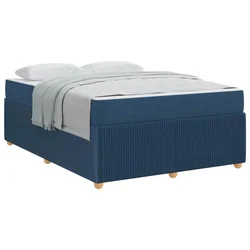 Vidaxl Konstrukcija postelje z vzmetnico Modra 140 x 200 cm blago