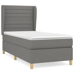 Vidaxl Box spring postelja z vzmetnico temno siva 90x190 cm blago