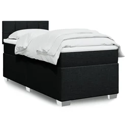 VIDAXL Box spring postelja z vzmetnico črna 100x200 cm blago