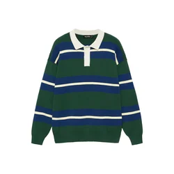 Pull&Bear Pulover kremna/modra/temno zelena/bela