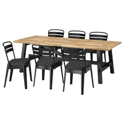 SKOGSTA / RAMSNÄS Sto i 6 stolica, bagrem crna/boja antracita Vissle tamnosiva, 235x100 cm