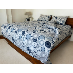 Komplet posteljina D27, 200x220cm, Belo-plava