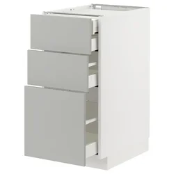 METOD / MAXIMERA Pod.elem.3front/2dnj/1srd/1vis.fiok, bela/Havstorp svetlosiva, 40x60 cm