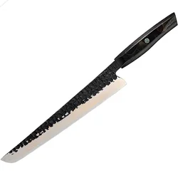 Damaskasti kuhinjski nož ZA-37584 - Slicer / Crna / Smeđa KP37584