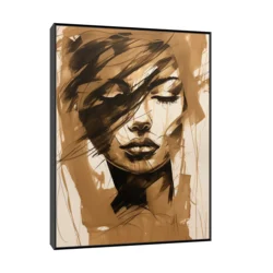 Canvas Slika na platnu Dama sa suptilnim pogledom, Sa ramom, 60 x 80 cm, Crni