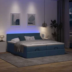 Otomanski okvir kreveta s madracima plavi 180x200cm od tkanine