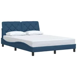 Vidaxl Posteljni okvir brez vzmetnice moder 140x190 cm blago