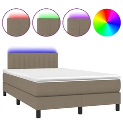 Vidaxl Box spring postelja z vzmetnico LED taupe 120x190 cm blago