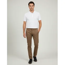 Elit Muške pantalone od kepera Premium Slim Fit, Smeđe