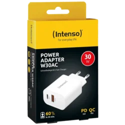 (Intenso) Punjač kučni, brzi, 1 x USB-A, 1 x UCB-C, 3A, 30W - Power Adapter W30AC
