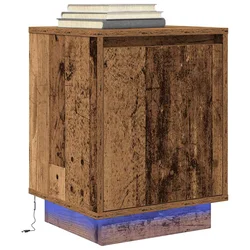 Noćni ormarić s LED svjetlima boja drva 38x34x50 cm