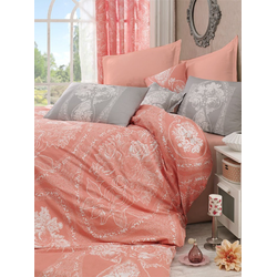 LEssentiel Maison Ranforce komplet posteljina Madam Lili, 200x220cm, Kajsija-siva