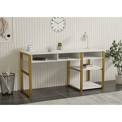 Hanah home Radni sto 150x75,8x58,4cm Belo-Zlatni