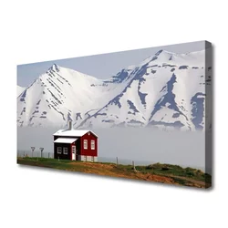 tulup.si Slika na platnu Mountain home landscape sneg 140x70 cm