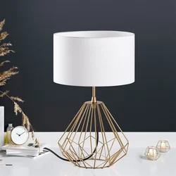 Opviq Stona lampa Diamond-S-711, 25x25x43 cm, IP20, Zlatno-bele boje