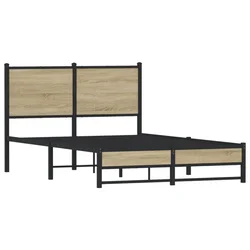 Vidaxl Kovinski posteljni okvir brez vzmetnice sonoma hrast 120x200 cm