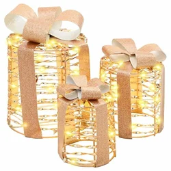Dekoracija Poklon Kutije 3 pcs Topla bijela 20 x 20 x 20 cm PET
