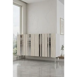 Hanah Home komoda Mia 120, 120 cm, bela / travertin / srebrna