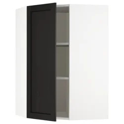METOD Ugaoni zidni element s policama, bela/Lerhyttan crno bajcovano, 68x100 cm