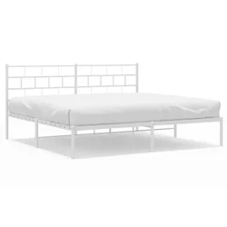 Vidaxl Kovinski posteljni okvir z vzglavjem bel 180x200 cm
