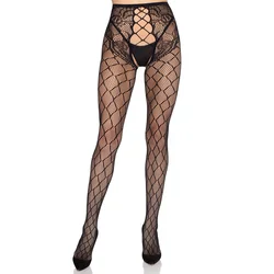 Leg Avenue Net Tights with Crotchless Panty 1966 Black