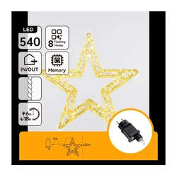 Aigostar - LED spoljašnja božićna dekoracija 540xLED/6W/230V IP44 topla bela 45cm zvezda