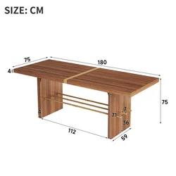 SONNENH Jedilna miza, 180 x 75 cm, MDF, oreh, 180 x 75 x 75 cm, za jedilnico