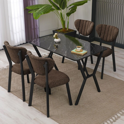 Hanah Home Trpezarijski sto i stolice Elma, Braon-crni