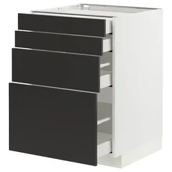 METOD / MAXIMERA Podni element 4 fronta/4 fioke, bela/Nickebo boja antracita, mat, 60x60 cm