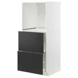 METOD / MAXIMERA Vis. elem. s 2 fioke za pećnicu, bela/Nickebo boja antracita, mat, 60x60x140 cm