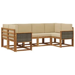 Set vanjskih sofa 6 pcs Prirodna i bež Čvrsto drvo akacije