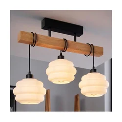 Brilagi - Plafonski luster WOOD GLASS 3xE27/60W/230V borovina/crna/bela