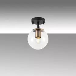 Crna stropna svjetiljka sa staklenim sjenilom o 15 cm Atmaca – Opviq lights