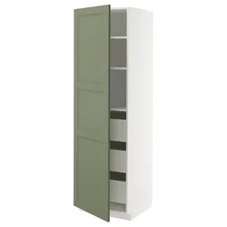 METOD / MAXIMERA Visoki element s fiokama, bela/Axstad sivozelena, 60x60x200 cm