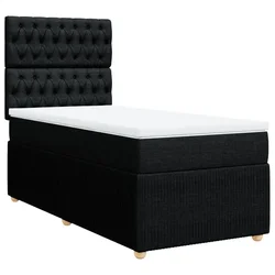 Vidaxl Box spring postelja z vzmetnico črna 90x200 cm blago
