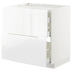 METOD / MAXIMERA Pod.ormar.grej.ploča/2front/3fiok, bela/Voxtorp v. sjaj bela, 80x60 cm