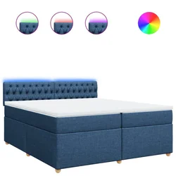 Vidaxl Box spring postelja z vzmetnico modra 200x200 cm blago